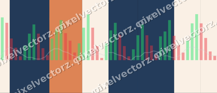 Glowing neon chart background in blue and orange