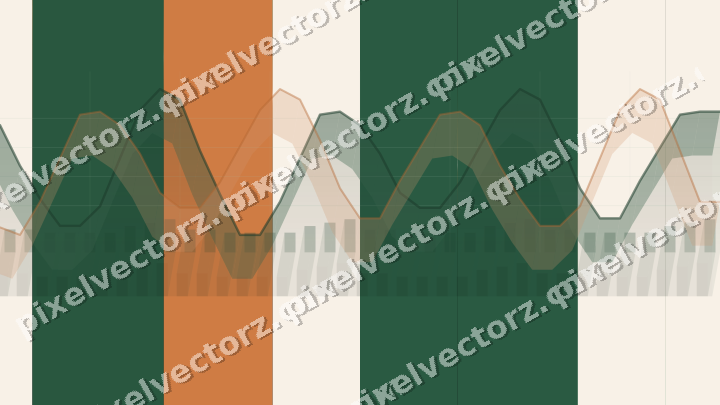 Glowing neon chart background in green and orange
