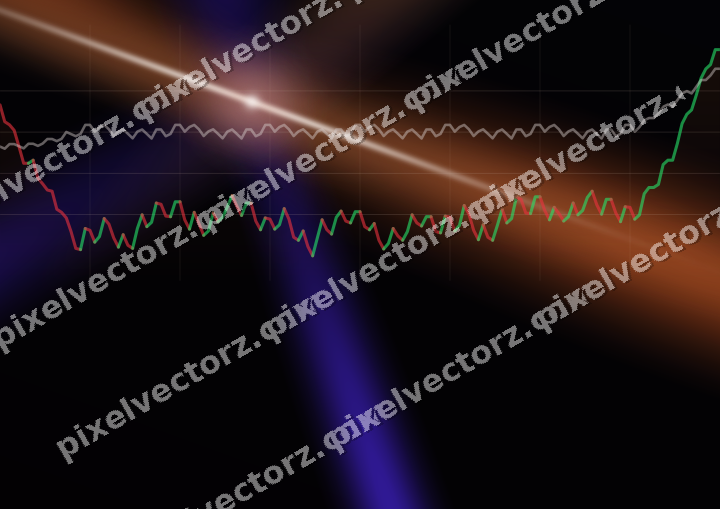 Glowing neon chart background in orange and blue