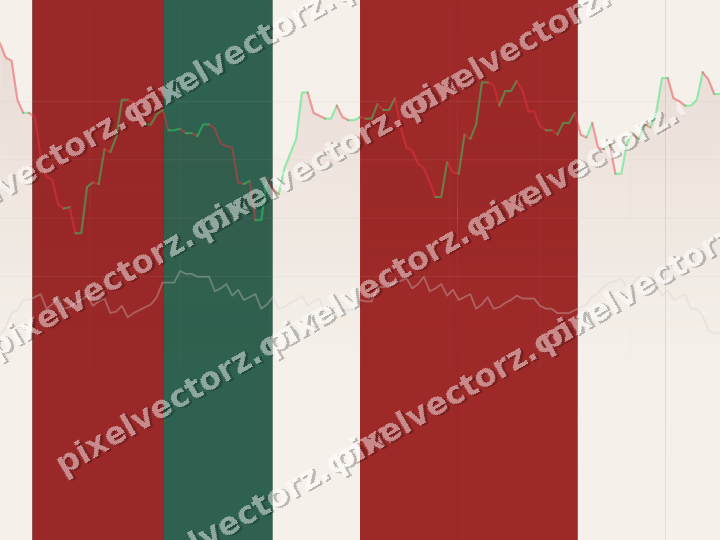 Glowing neon chart background in dark red and dark green