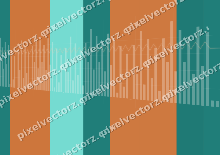 Glowing neon chart background in orange and teal