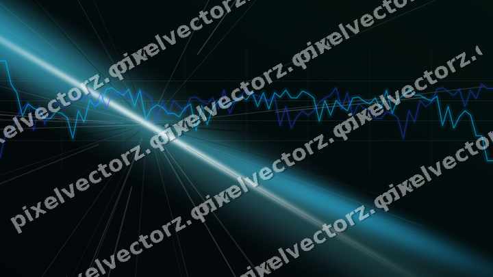 Glowing neon chart background in cyan and teal