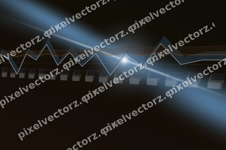 Glowing neon chart background in blue and orange