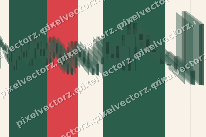 Glowing neon chart background in dark green and red