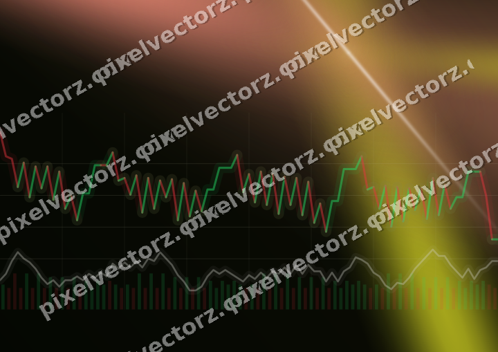 Glowing neon chart background in yellow and red