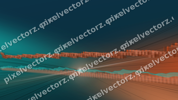 Glowing neon chart background in orange and teal