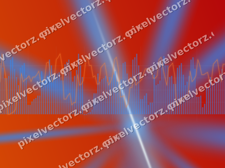 Glowing neon chart background in blue and red