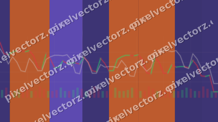 Glowing neon chart background in orange and blue