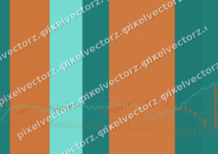 Glowing neon chart background in orange and teal