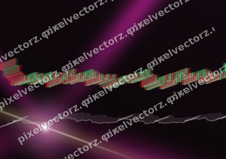 Glowing neon chart background in magenta and lime