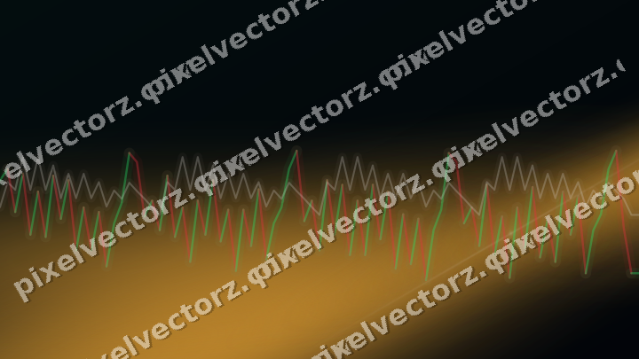 Glowing neon chart background in amber and teal