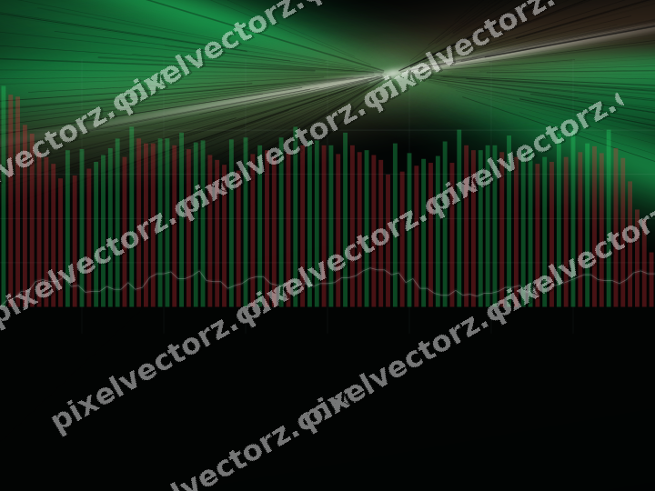 Glowing neon chart background in green and red