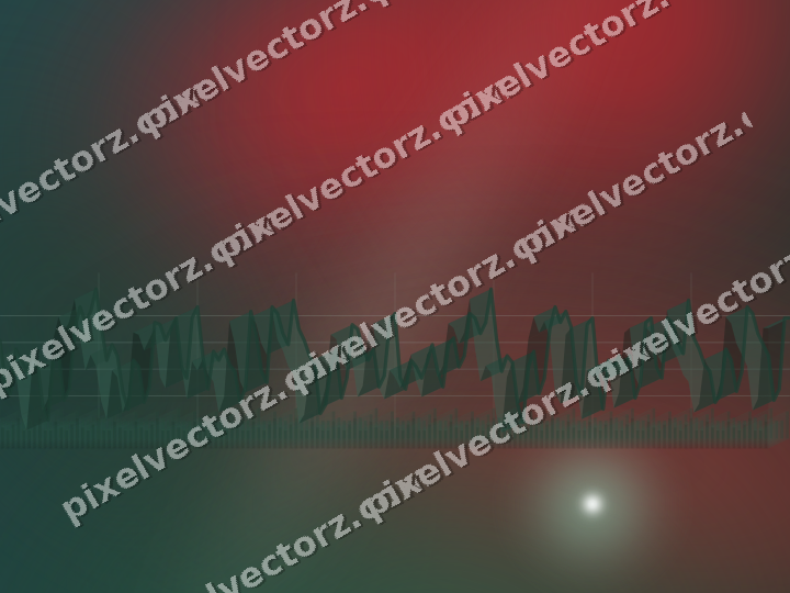 Glowing neon chart background in dark green and red