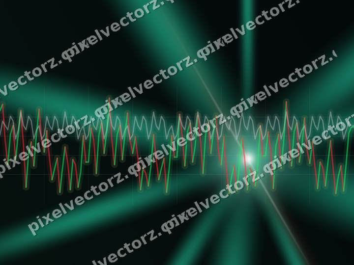 Glowing neon chart background in green and orange