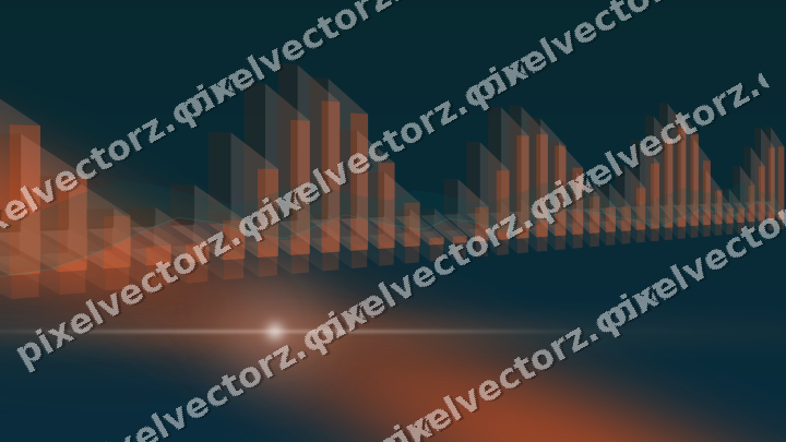 Glowing neon chart background in orange and teal