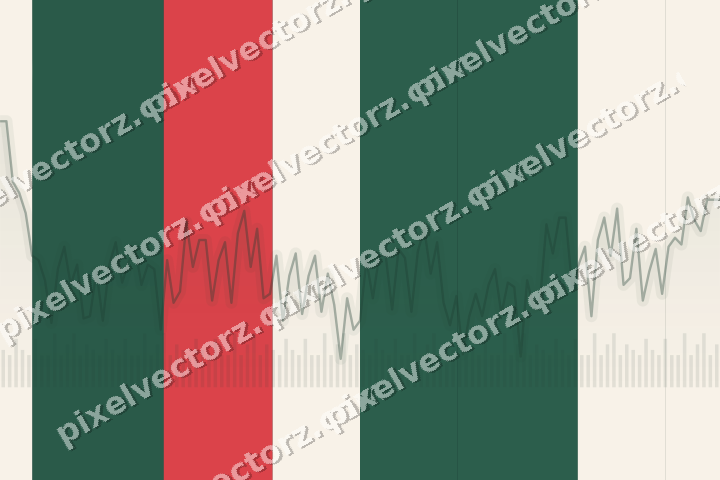 Glowing neon chart background in dark green and red