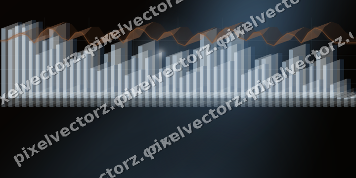 Glowing neon chart background in blue and orange