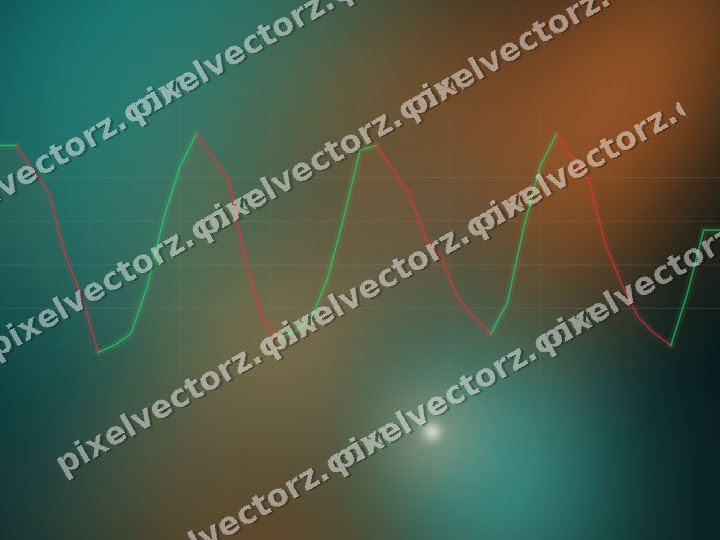 Glowing neon chart background in orange and teal