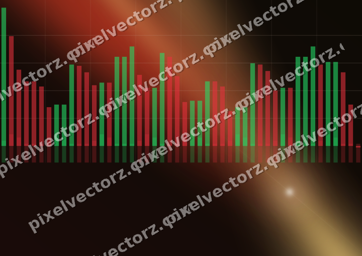 Glowing neon chart background in orange and amber