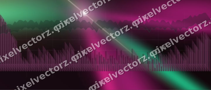 Glowing neon chart background in magenta and pink