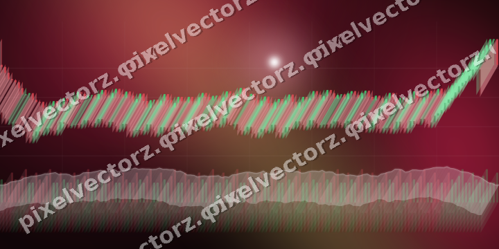 Glowing neon chart background in pink and amber