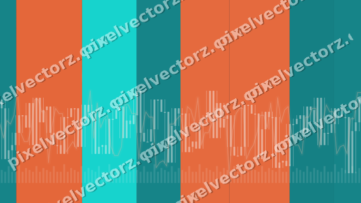 Glowing neon chart background in orange and teal