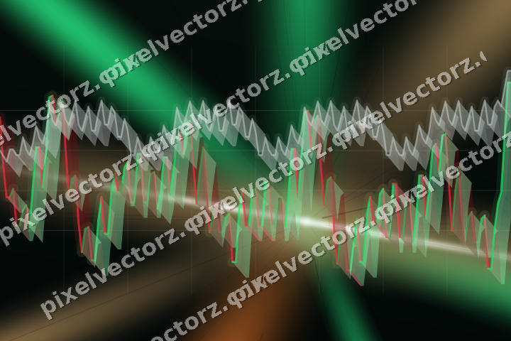 Glowing neon chart background in green and orange