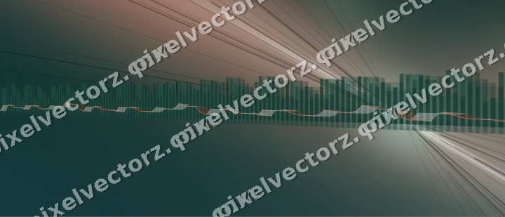 Glowing neon chart background in dark green and orange