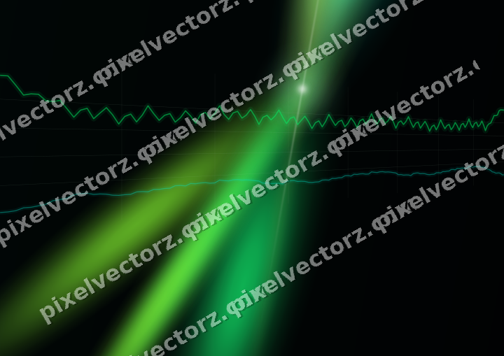 Glowing neon chart background in green and lime