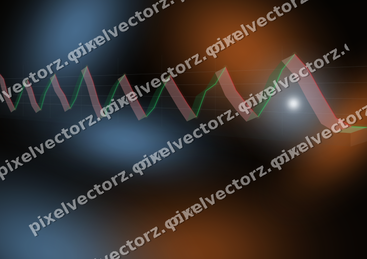 Glowing neon chart background in blue and orange
