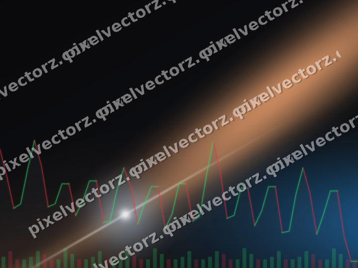 Glowing neon chart background in blue and orange
