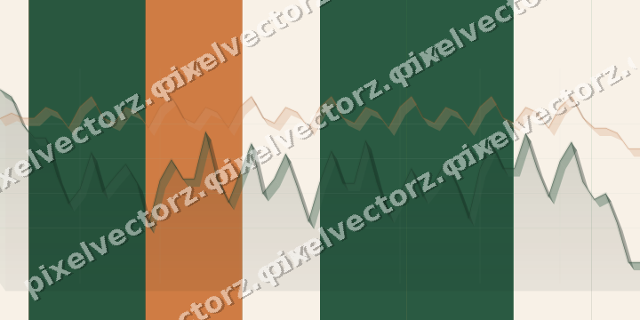 Glowing neon chart background in green and orange