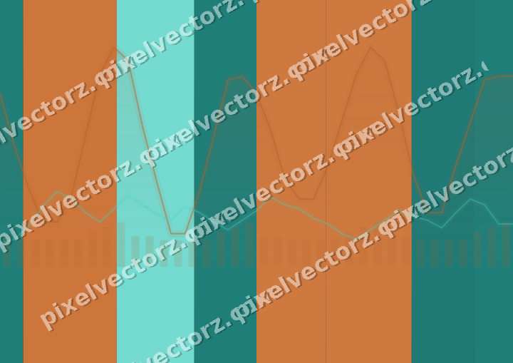 Glowing neon chart background in orange and teal