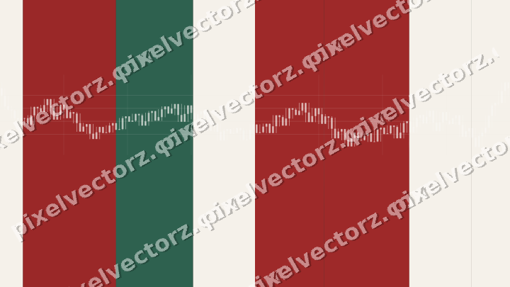 Glowing neon chart background in dark red and dark green