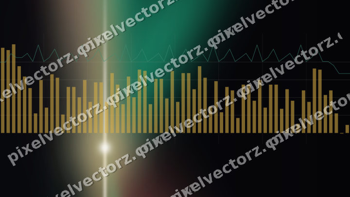 Glowing neon chart background in amber and green