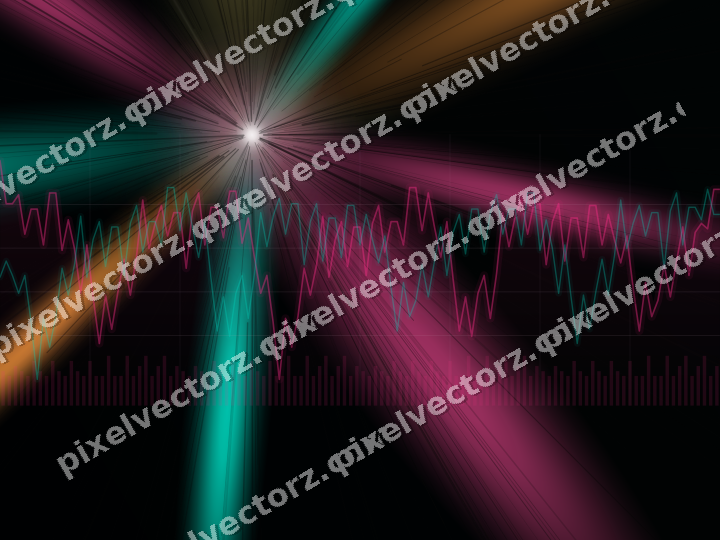Glowing neon chart background in pink and orange