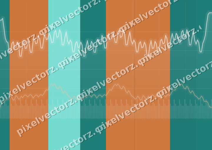 Glowing neon chart background in orange and teal
