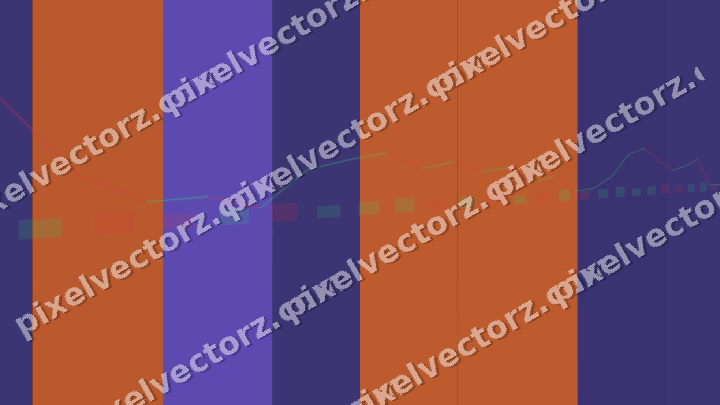 Glowing neon chart background in orange and blue