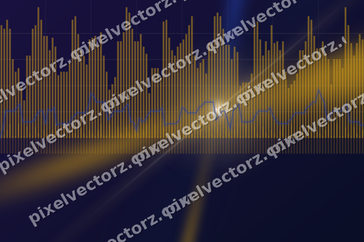 Glowing neon chart background in amber and blue