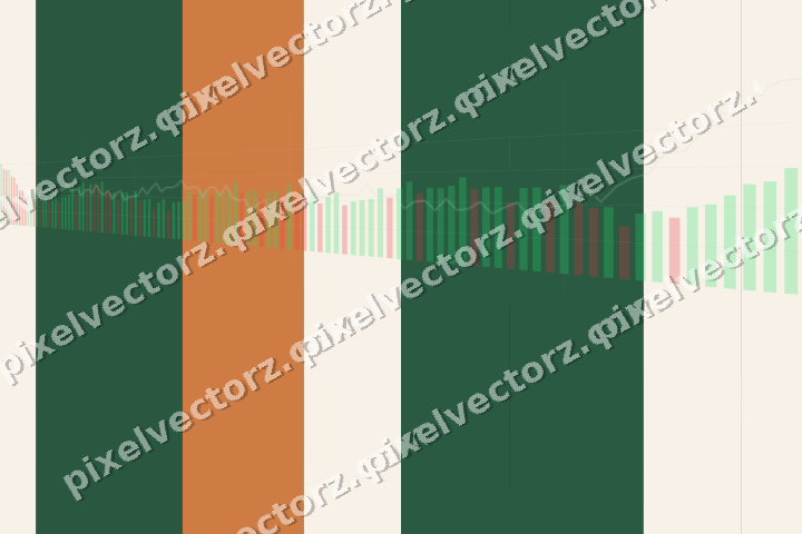 Glowing neon chart background in green and orange