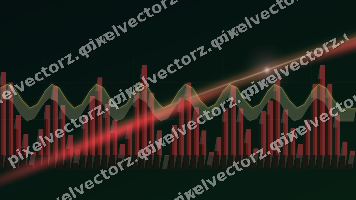 Glowing neon chart background in red and orange