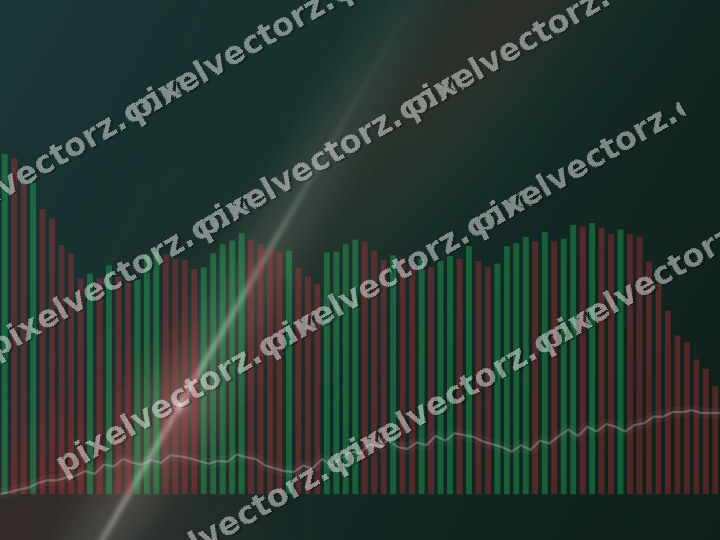Glowing neon chart background in dark red and dark green