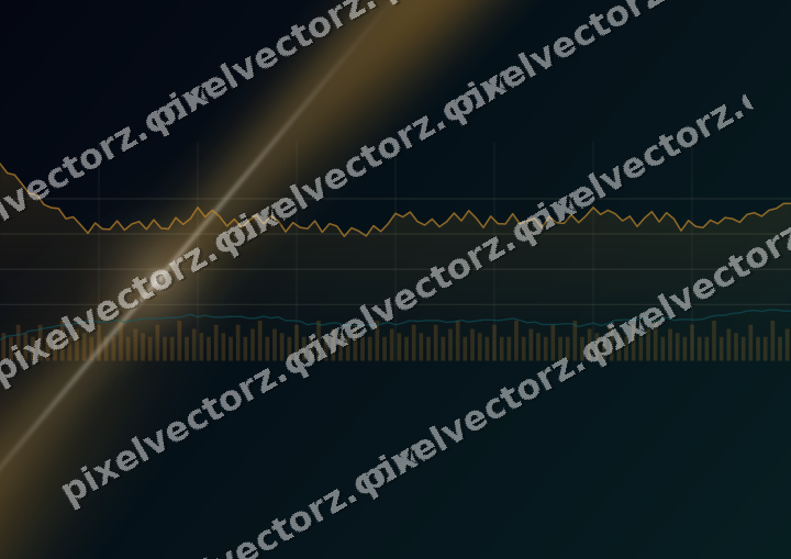 Glowing neon chart background in amber and teal