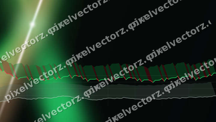 Glowing neon chart background in green and red
