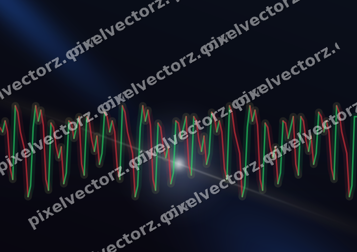 Glowing neon chart background in blue and amber