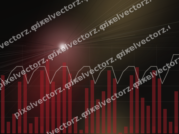 Glowing neon chart background in red and amber