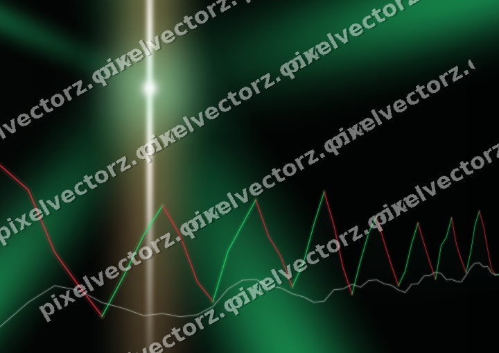 Glowing neon chart background in green and orange