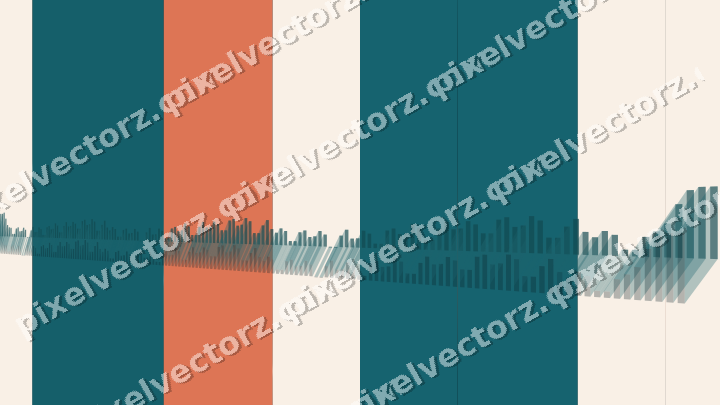 Glowing neon chart background in teal and orange