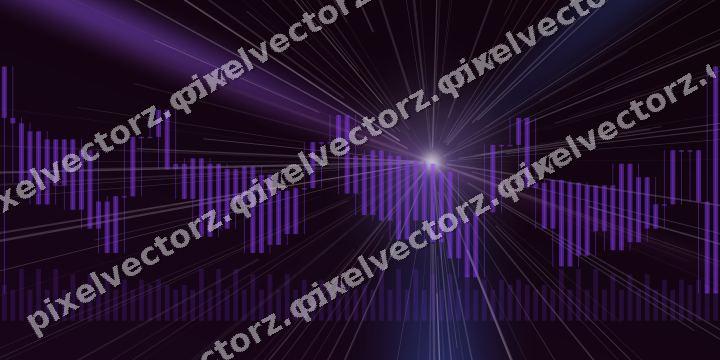 Glowing neon chart background in purple and blue