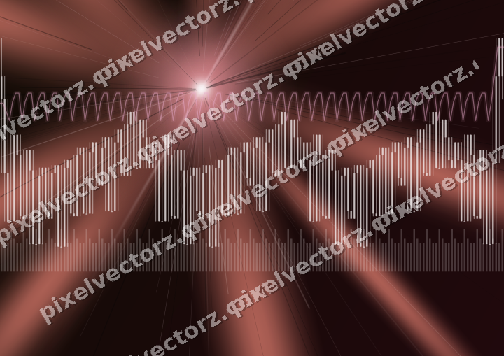 Glowing neon chart background in pink and red
